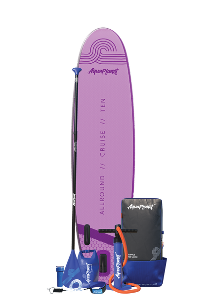 Paquete de tabla de paddle inflable Aquaplanet ALLROUND TEN 10 '- Púrpura