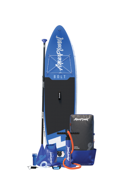 Paquete de tabla de paddle inflable Aquaplanet BOLT 9'4" - Azul