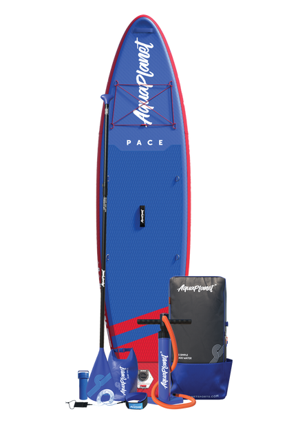 Paquete de Tabla de Paddle Surf Hinchable Aquaplanet PACE 10'6″ - Rojo/Azul