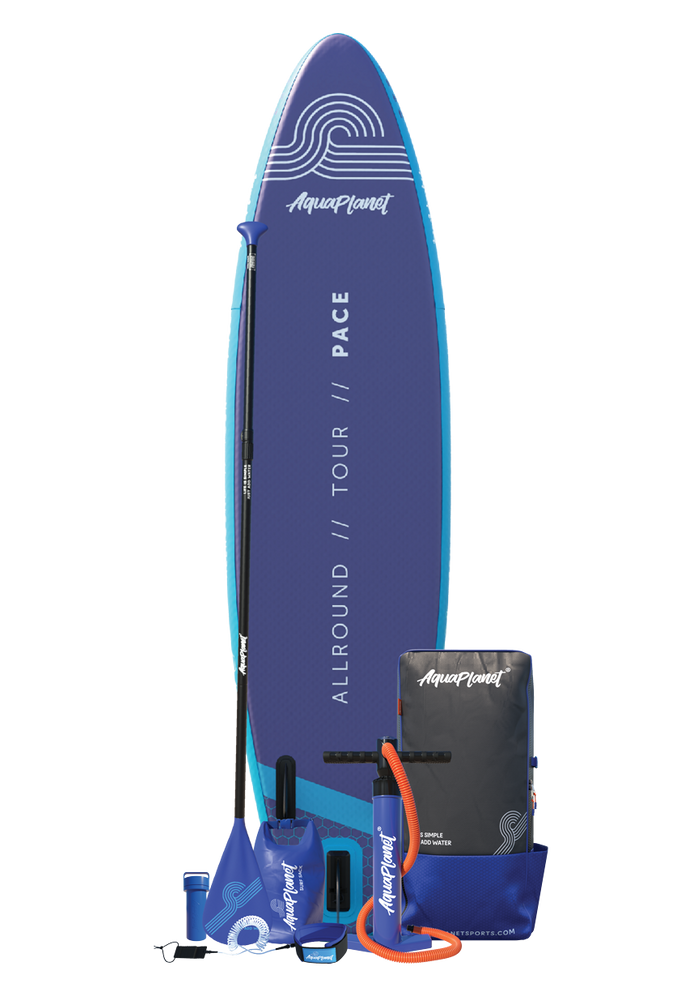 Paquete de tabla de paddle inflable Aquaplanet PACE 10'6″ - Verde azulado/medianoche