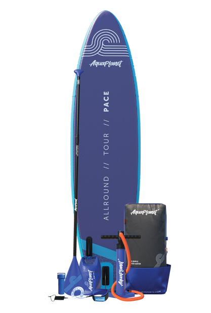 Paquete de tabla de paddle inflable Aquaplanet PACE 10'6″ - Verde azulado/medianoche