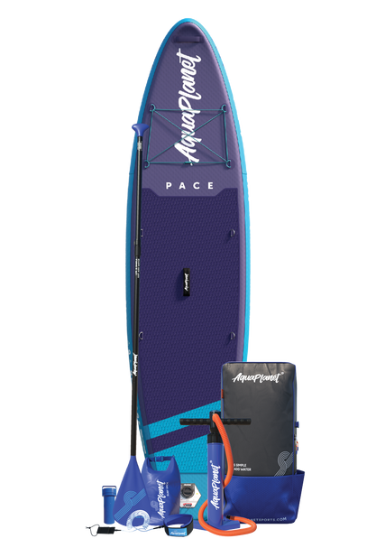Paquete de tabla de paddle inflable Aquaplanet PACE 10'6″ - Verde azulado/medianoche